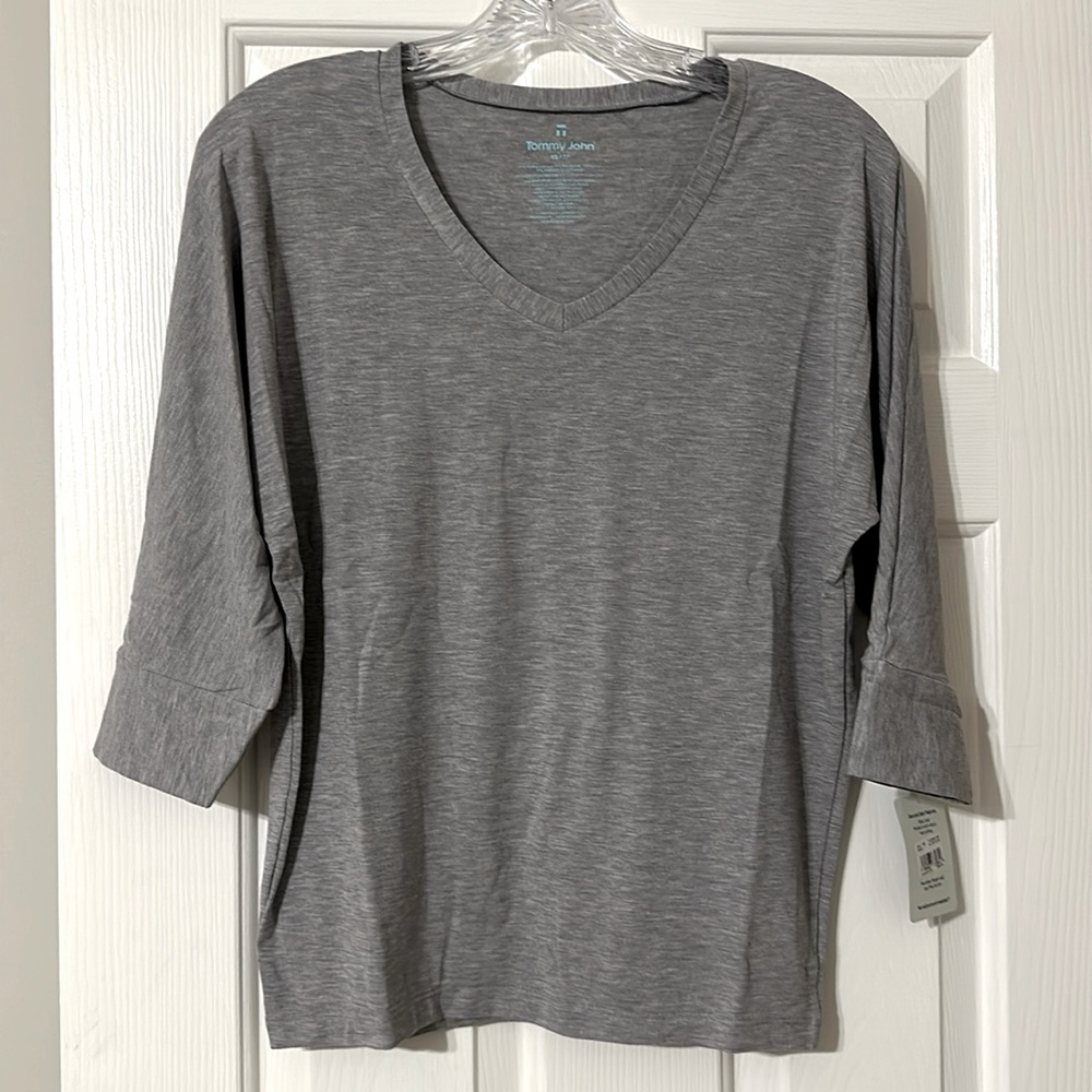 Tommy John Women's Second Skin 3/4 Sleep Tee, XS, NWT, Grey